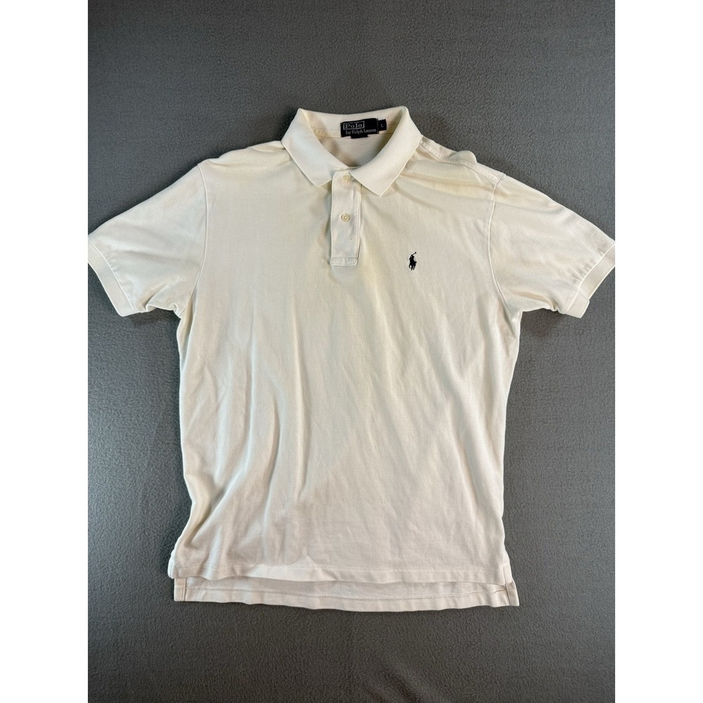 Polo By Ralph Lauren Polo Shirt Mens L White Cotton Knit Classic Casual Logo
